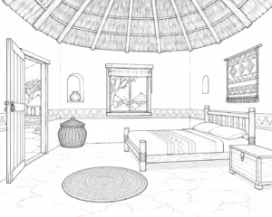 Art Studio Interior Scene Coloring Page Set 3