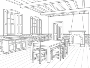 Art Studio Interior Scene Coloring Page Set 2