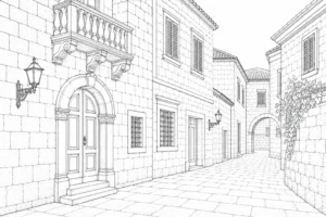 Charming Street Corner Scene 202607300230-014 Coloring Page