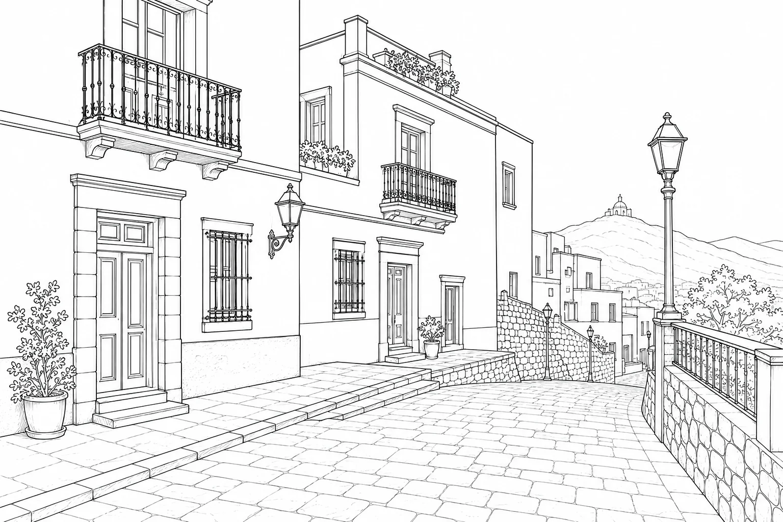 Charming Street Corner Scene 2026073120260731023105-r1-046 Coloring Page