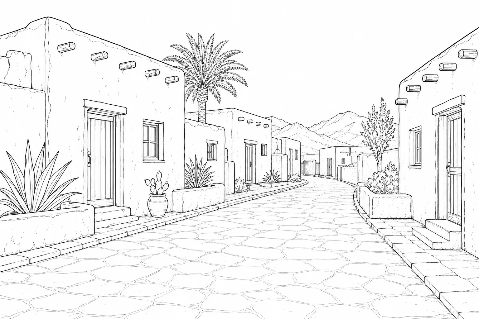 Charming Street Corner Architecture Coloring Page