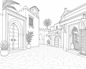 Charming Street Corner Scene 202608020233252026080220-014 Coloring Page