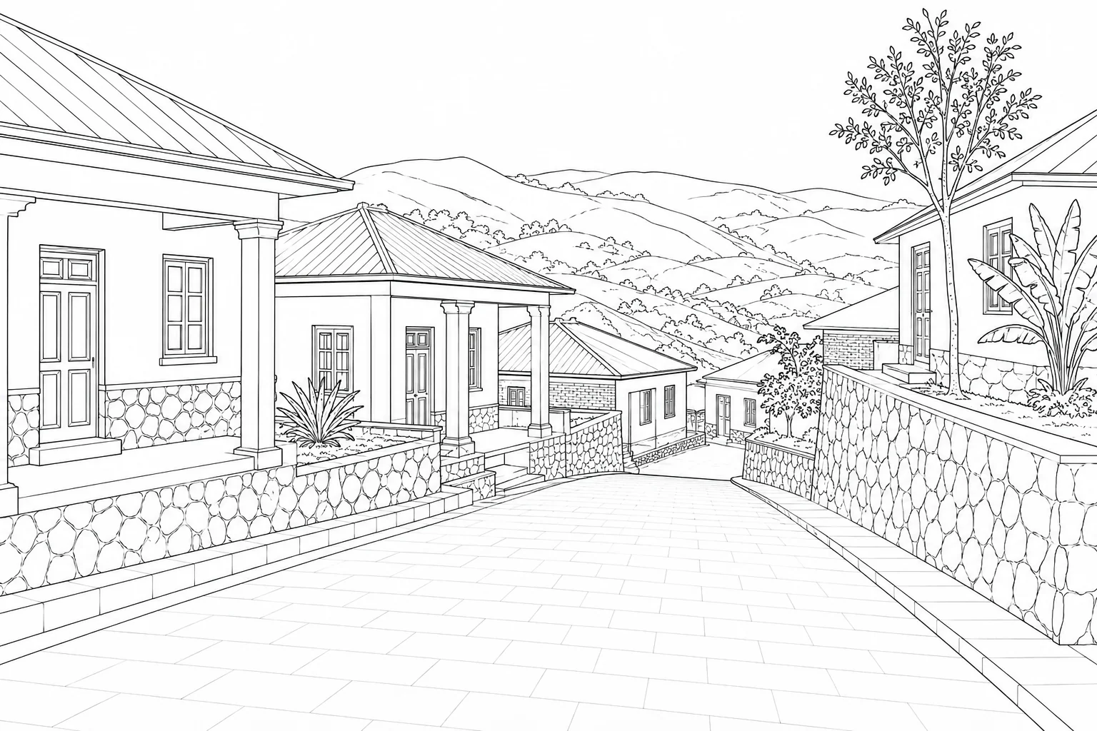 City Street Street Scene Coloring Page