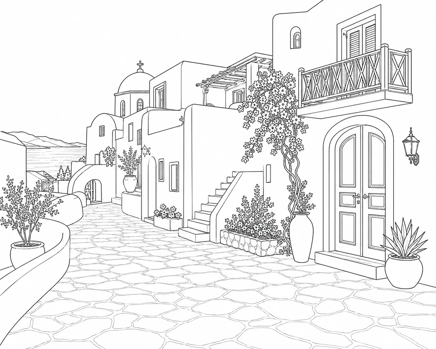 City Street Architecture Coloring Page
