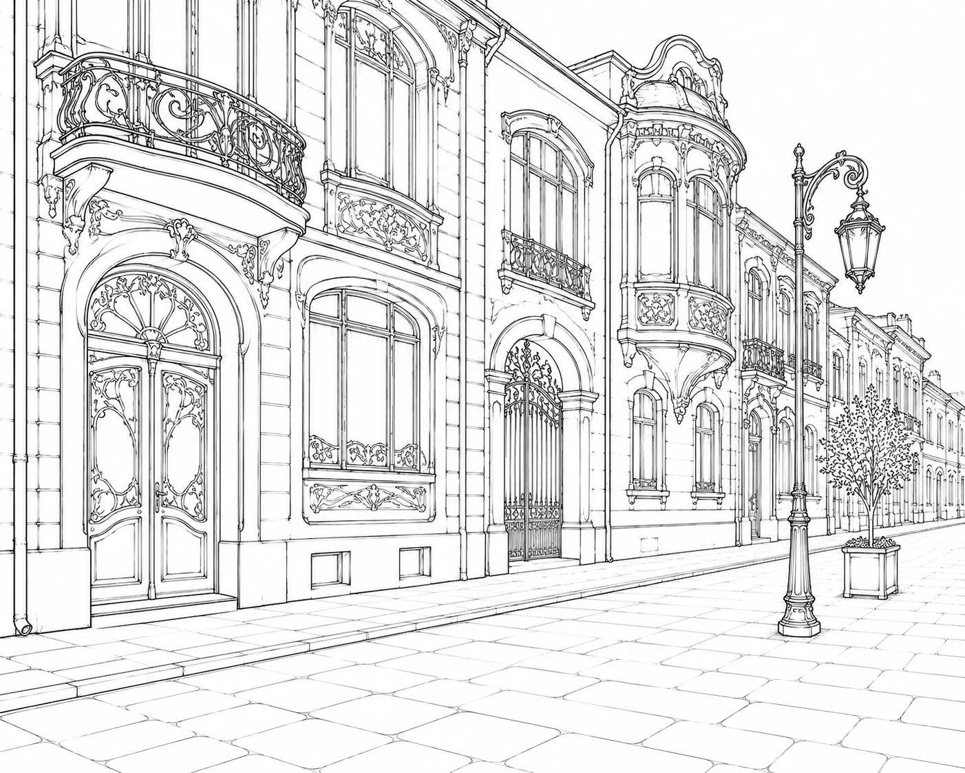 City Street Printable Coloring Page