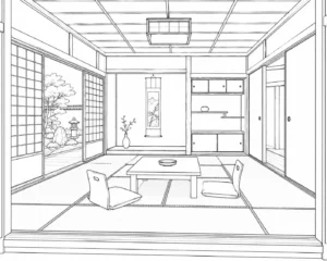 Classic Dining Room Scene Coloring Page
