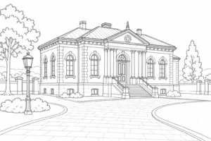 Classical Architecture Scene Coloring Page Set 2