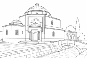 Classical Architecture Scene Coloring Page