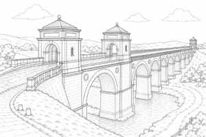 Classical Architecture Scene Coloring Page