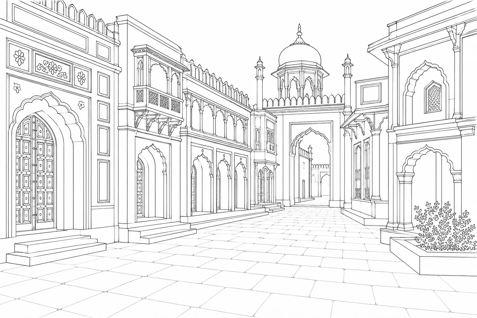 Cobblestone Lane Printable Coloring Page