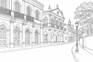Cobblestone Lane Scene 202608010232-026 Coloring Page