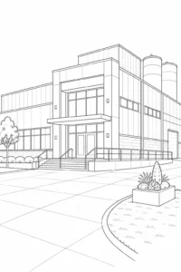 Contemporary Street View Scene Coloring Page Set 3