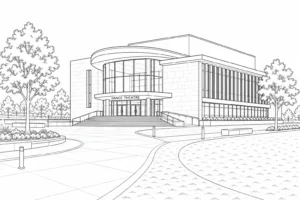Contemporary Street View Scene Coloring Page