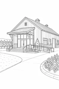 Contemporary Street View Scene Coloring Page Set 3