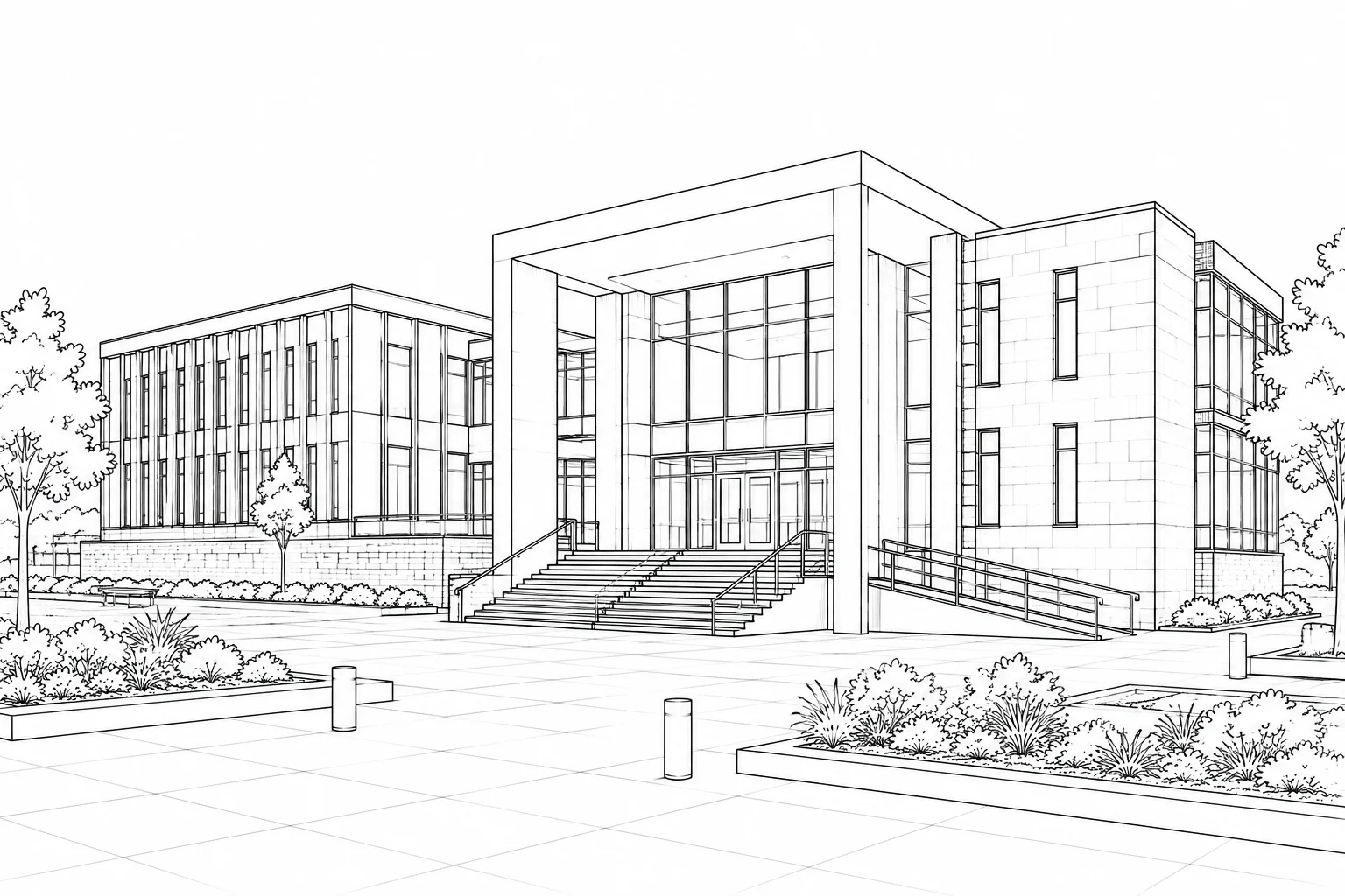 Contemporary Street View Scene Coloring Page Set 5