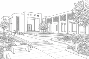 Contemporary Street View Scene Coloring Page Set 4
