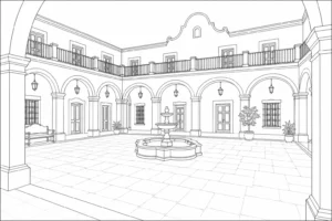 Cozy Fireplace Room Scene Coloring Page Set 5