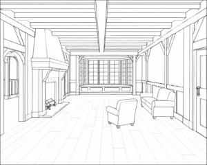 Cozy Living Room Scene Coloring Page