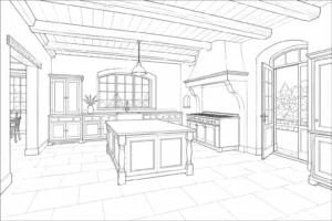 Cozy Living Room Scene Coloring Page Set 2