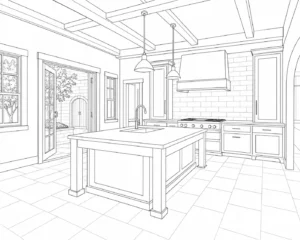Decorated Home Interior Scene Coloring Page Set 2