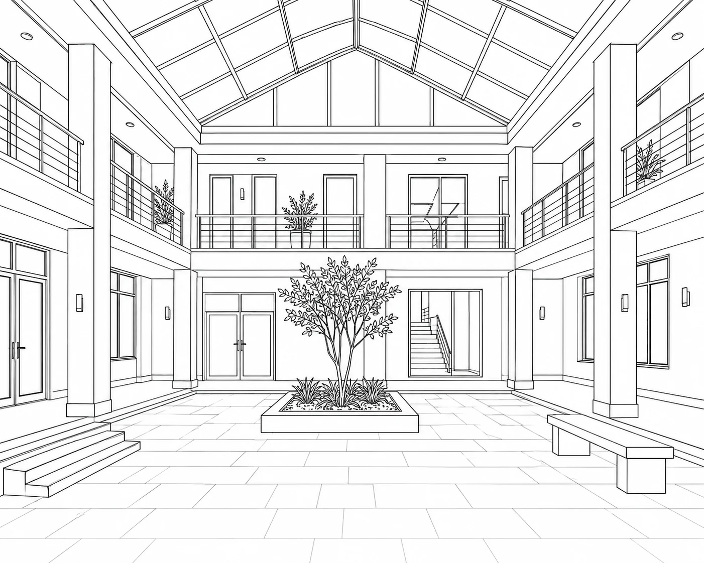 Decorated Home Interior Scene Coloring Page Set 3
