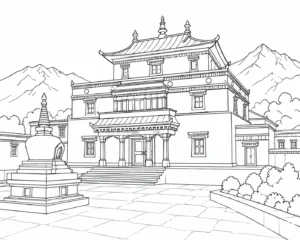 Decorative Archway Scene Coloring Page Set 2