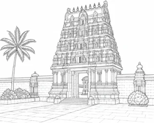 Decorative Facade Scene Coloring Page
