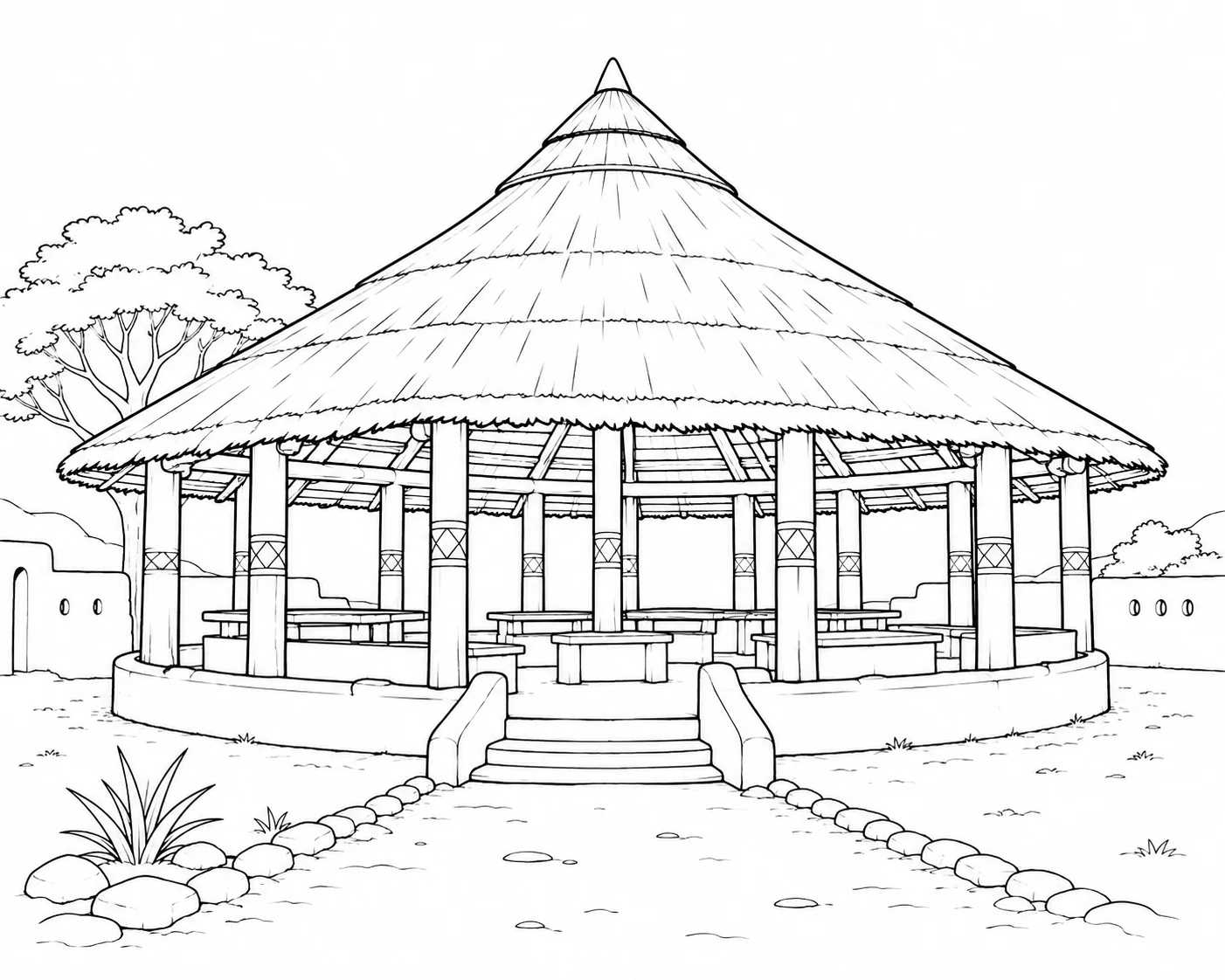 Decorative Facade Scene Coloring Page Set 3