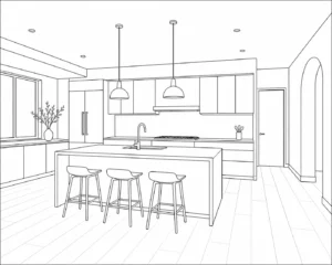 Decorative Hallway Scene Coloring Page Set 2