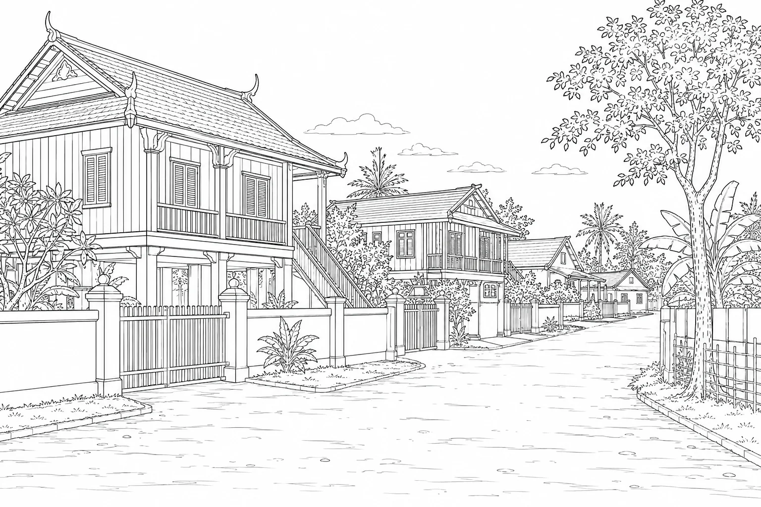 European Alley Printable Coloring Page