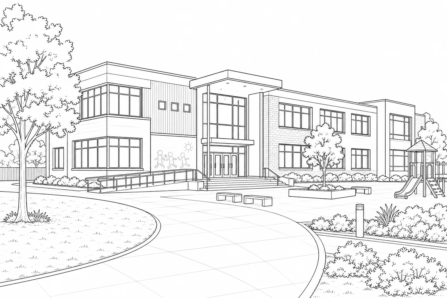 Futuristic House Scene Coloring Page