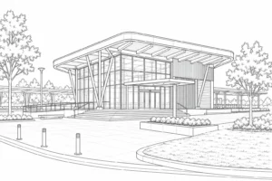 Futuristic House Scene Coloring Page Set 2