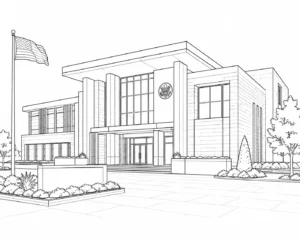 Futuristic House Scene Coloring Page Set 2