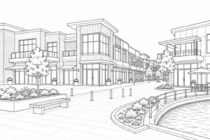 Futuristic House Scene Coloring Page Set 4