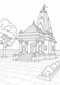 Heritage Courtyard Scene Coloring Page