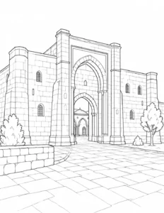 Heritage Shrine Scene Coloring Page Set 4