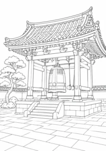 Heritage Shrine Scene Coloring Page Set 5