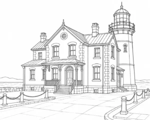 Historic Bridge Scene Coloring Page Set 5