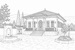 Historic Cultural Landmark Scene Coloring Page Set 4