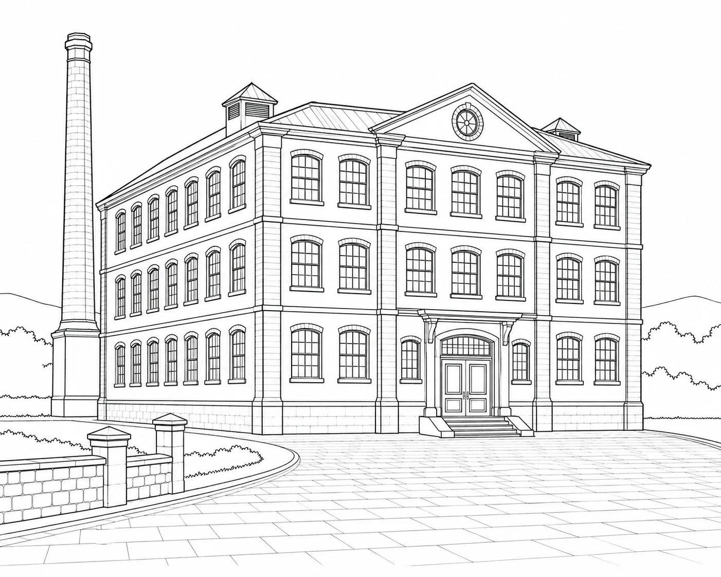 Historic Landmark Scene Coloring Page