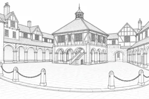Historic Landmark Scene Coloring Page Set 3