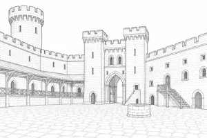 Historic Landmark Scene Coloring Page