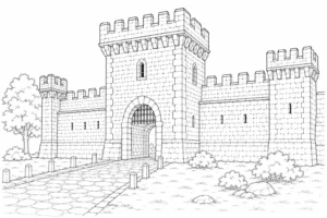 Historic Landmark Scene Coloring Page