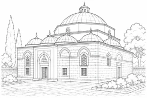 Historic Landmark Scene Coloring Page Set 6
