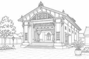 Historic Mosque Scene Coloring Page Set 5