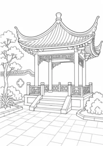 Historic Mosque Scene Coloring Page Set 5