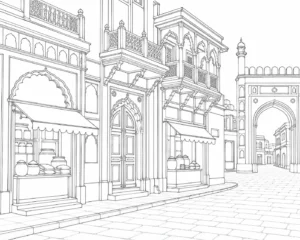 Historic Street View Scene 202608010332-007 Coloring Page