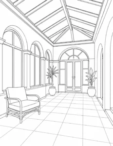Indoor Plant Room Scene Coloring Page Set 5