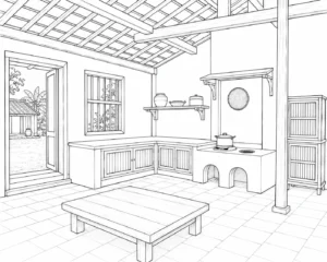 Luxury Room Interior Scene Coloring Page Set 2