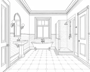 Luxury Room Interior Scene Coloring Page Set 5